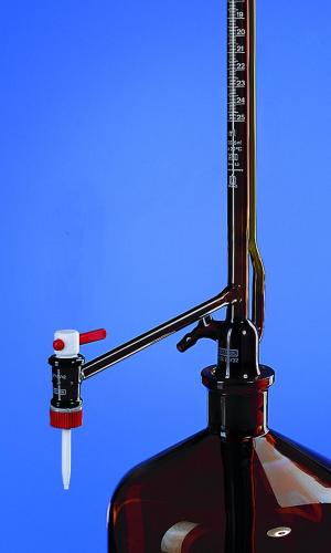 automatická byreta, Pelletův patent, borosilikátové sklo 5.4 hnědé sklo třída B, bez kohoutu