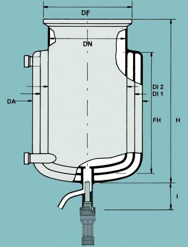 reakční nádoby s plochou přírubou, jacketed, vacuum