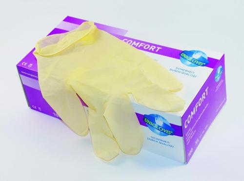 jednorázové rukavice Comfort, Latex, bez pudru