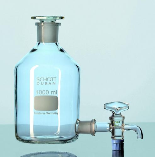 zásobní lahev, Duran®, kónické joint neck a outlet tubulure, se zátkou