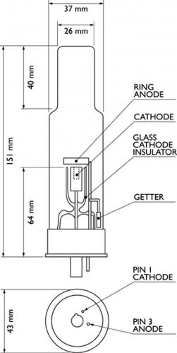 Hollow Cathode, Multi Element lampy, 37 mm (1.5'') diameter
