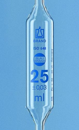 nedělené pipety, AR-glas®, třída AS, 2 marks, modrá stupnice