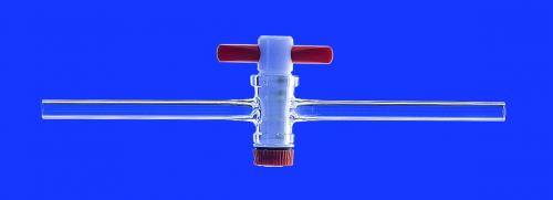 kohout, rovný, s PTFE plug, borosilikátové sklo 3.3