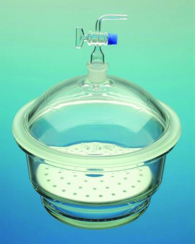 vakuové exsikátory s tubes, borosilikátové sklo 3.3, kohout SJ 24/29 a porcelánový talíř