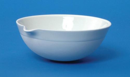LLG porcelánové odpařovací misky s výlevkou, kulaté dno, střední tvar