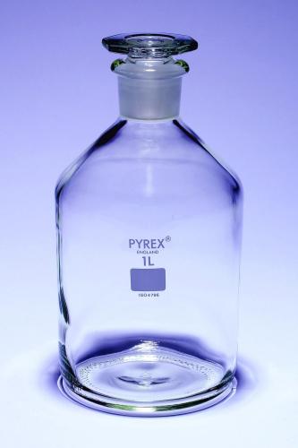 reagenční lahve, uzkohrdlé, skleněnná zátka, Pyrex®