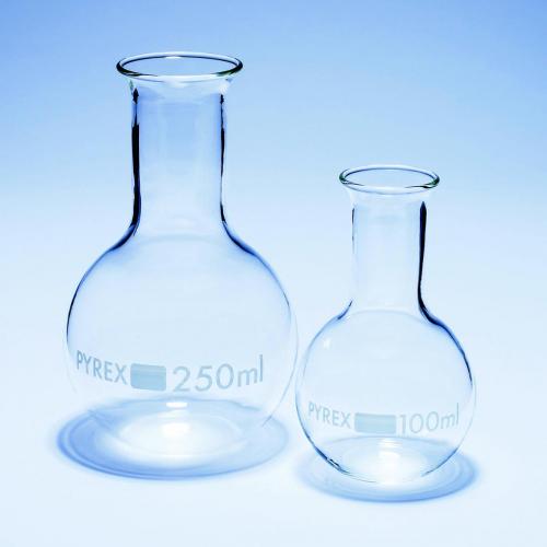 varné baňky, ploché dno, uzkohrdlé, Pyrex®